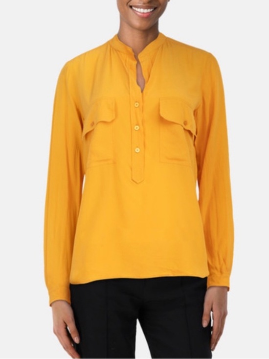 Stella McCartney Tops - $690 NWT Stella McCartney Yellow Collarless Button Placket Blouse